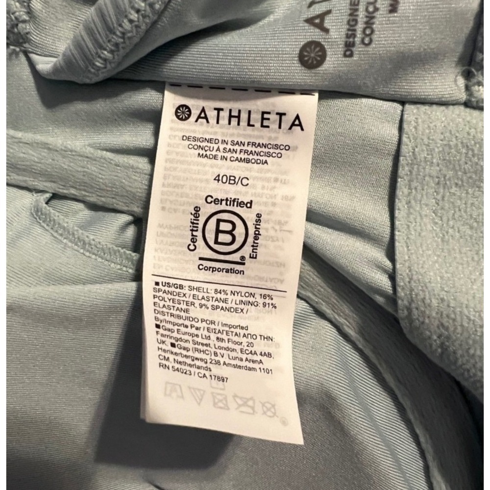 Athleta Ribbed Athletic Tank Top 40B/C Light Blue w/ Built-In Bra - Picture 4 of 5